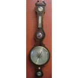 A 19th Century mahogany and satin inlaid five dial wheel barometer, maker W. Woller, Norwich