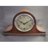 An Enfield Westminster chime Napoleon Hat mantel clock, key and pendulum