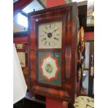 An American ogee wall clock, Roman numerated dial and printed portrait image to glazed door