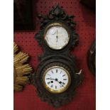 A Victorian cast iron cased clock / barometer