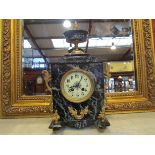 A circa 1870 Japy Frere clock garniture, with veined marble case