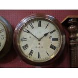 A Victorian mahogany cased dial clock, Roman numerated dial name rubbed  - Cardiff, 8 day fusee