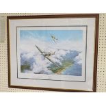 A Robert Taylor print entitled “Spitfire”, signed by Douglas Bader and Johnnie Johnson,