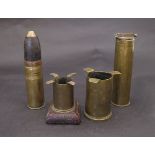 A quantity of trench art consisting of shell case lighter,