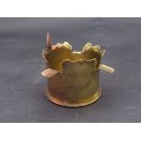 A WWI trench art brass shell case cigarette ash tray,