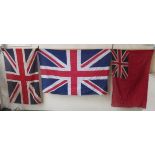 Two vintage Union Flags and a Red Ensign flag (3)