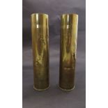 A pair of WWII 1939 dated trench art shell cases