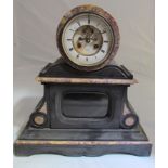 A large marble mantel clock, Roman numerated dial signed Henry Marc, Paris,