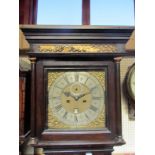 An oak longcase clock with 12" square dial by Henry Swaine, Hillparton, silvered chapter ring,