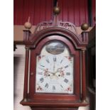 An 18th Century oak longcase clock with painted 12" arched dial signed Thomas Farrer, Saxmundham,