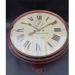 A large and rare 19th Century mahogany cased dial clock, Roman 20" painted wooden dial signed Rd.