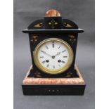 A Victorian marble mantel clock, Roman dial, 8-day movement,