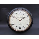 A 19th Century ebonised cased dial clock, Arabic 12" dial signed John Canova, Southwold,
