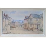 THOMAS HERBERT VICTOR (1894-1980) A framed and glazed watercolour "Kiegwin Arms, Mousehole,