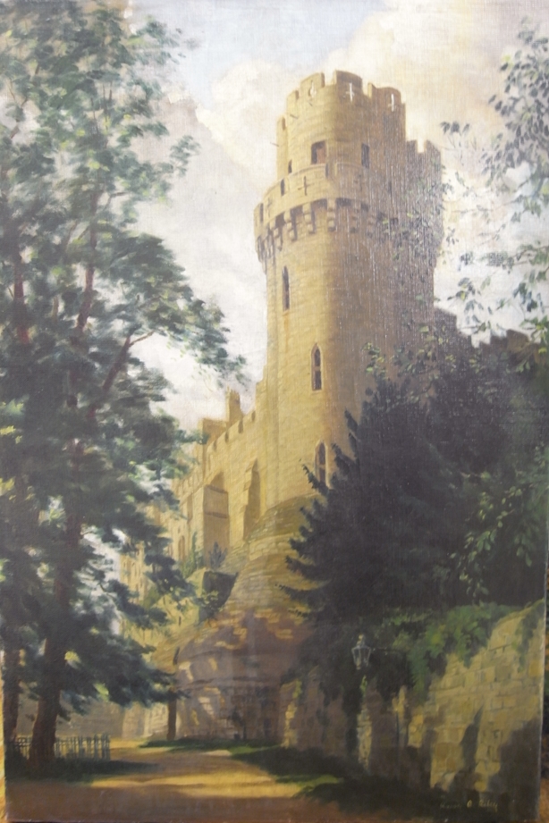 HARRY ARTHUR RILEY (1895-1966) An oil on canvas depicting Warwick Castle.  Signed bottom right.