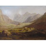 HENRY MOORE R.A. (1831 - 1895): Oil on canvas "Langdale Pike". Signed lower left.