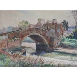 A watercolour circa 1940's Snape Maltings and the old Humpback Bridge.
