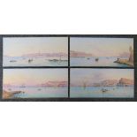 VINCENZO d' ESPOSITO (1886-1946) four Maltese harbour panoramas each signed lower right  9.