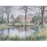 GODFREY ARNISON (20th Century): A framed and glazed watercolour "Springtime, Chelsworth, Suffolk",