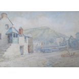 THOMAS HERBERT VICTOR (1894-1980) A framed and glazed watercolour depicting "Polpero, Cornwall".