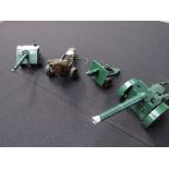 Unboxed R N Gun (Landed from HMS) and three other Britains guns comprising 25lb Gun/Howitzer,