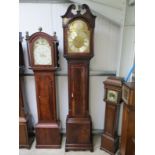 A Georgian mahogany longcase clock with brass arched dial with gilt spandrels by Gabriel Smith,