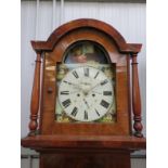 A 19th Century mahogany longcase clock, painted arch dial, signed M Young,