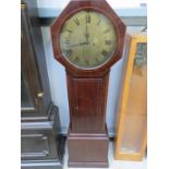 A 19th Century shortened longcase clock with brass circular dial, mahogany case, 8 day movement,