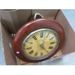 A Victorian mahogany cased postman's alarm clock with painted wooden dial, signed J, Harman, No 7,