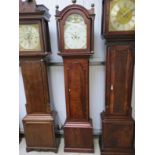 A Georgian mahogany longcase clock with painted arch dial,