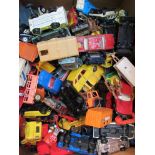 A box of played with diecasts including Corgi Juniors, Whizzwheels,