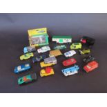 A box of various played with diecasts including Corgi Juniors,