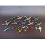 A box of played with diecasts including Dinky Toys Junkers Airliner, Flying Boat,