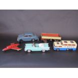 A box of various models including diecast model pedal car by Gearbox, Victor friction driven car,