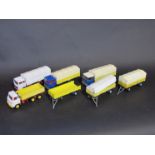 Dinky 917 Mercedes truck and canopy trailer x2, Mercedes white truck with canopy,