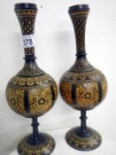 A pair of wooden vases (approx. height 1
