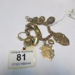 A 9ct gold charm bracelet, 55gms
 
Condition
Unmarked charms are:
Mine shaped charm
Egg set