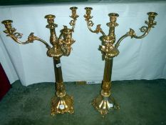 A pair of gilded candelabras
