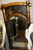 Wall mirror with Oriental depiction (approx. 24 1/2 x 48 1/2" / 62.5 x 123cm)