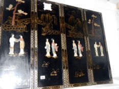 4 Oriental mother of pearl & jade wall p