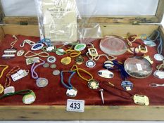 A Quantity of equestrian and horse racing badges, two glass paperweights including centenary of