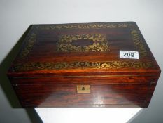 A rosewood boule writing box
 
Condition
Padded underside of lid
No other interior
Externally