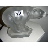 A large frosted glass polar bear
 
Condition
Height 15cm
Length 22cm
Base width 10.75cm