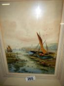 A watercolour of Fishing Boats in Harbou