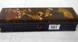 A Lacquered desk tidy box (approx. length 10 3/4", width 3 1/4", height 2")