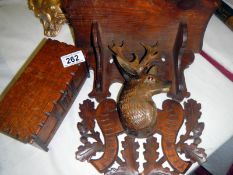 A black forest stag wall shelf and a small oak coffer
 
Dimentions
Width 10.5”
Depth 6”