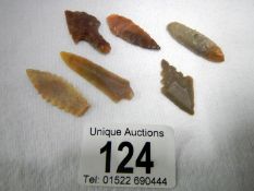 6 neolithic arrowheads
