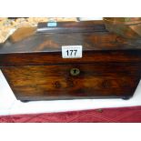 A Victorian tea caddy
 
Condition
Small amount of veneer missing on back of lid (barely