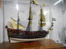 A Scratch-built wooden model ship of H.M.S. Prince 1670 in displacy case
 
Condition
Length