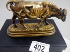 An Isadore Bonheur (1827 - 1901) standing bronze cow signed I. Bonheur (approx. length 5" / 12.